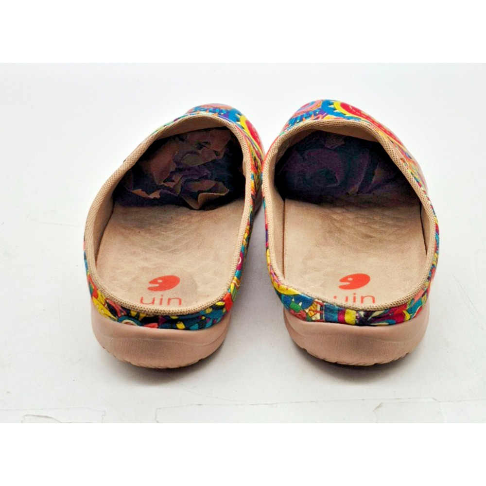 UIN Blossom Malaga Clogs Mules Women's 10 Boho Slip on Boho Art Canvas Shoes - Picture 10 of 13